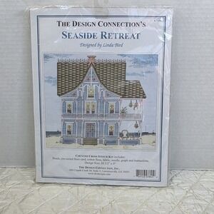 New The Design Connection Linda Bird's Seaside Retreat Counted Cross Stitch Kit